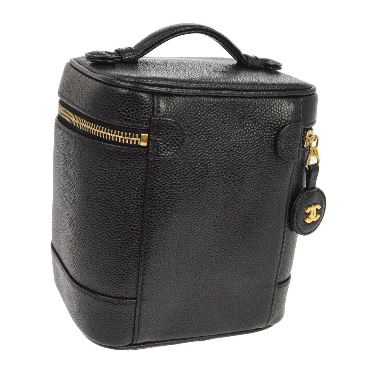 Chanel Vintage Timeless Cosmetic Case Caviar Black Leather Handbag ( )