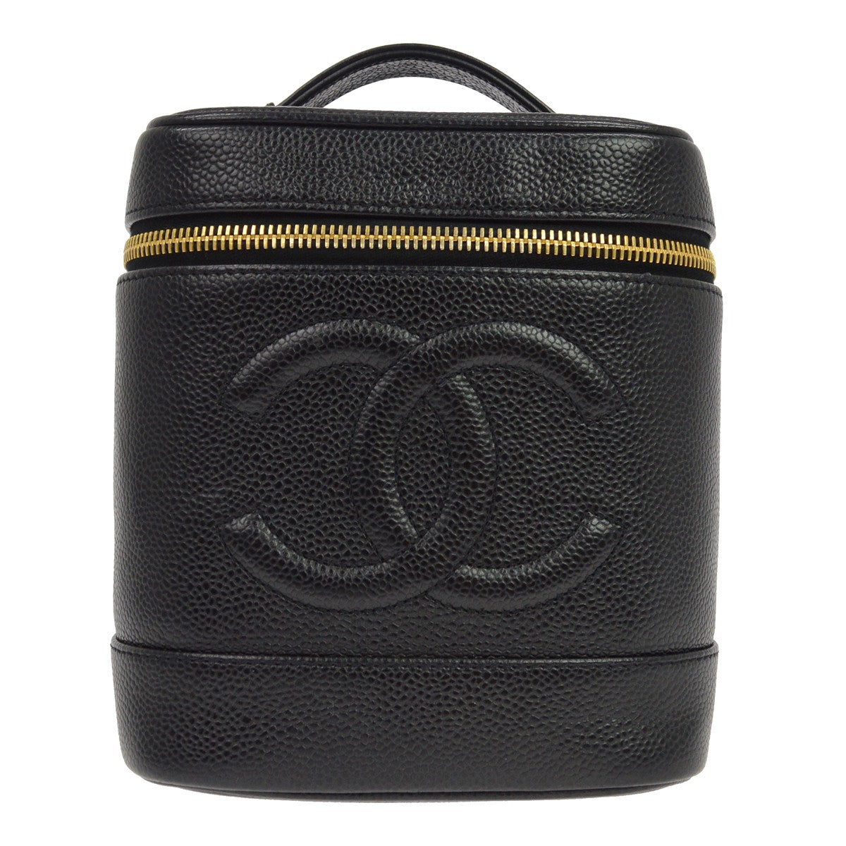 Chanel Vintage Timeless Cosmetic Case Caviar Black Leather Handbag ( )