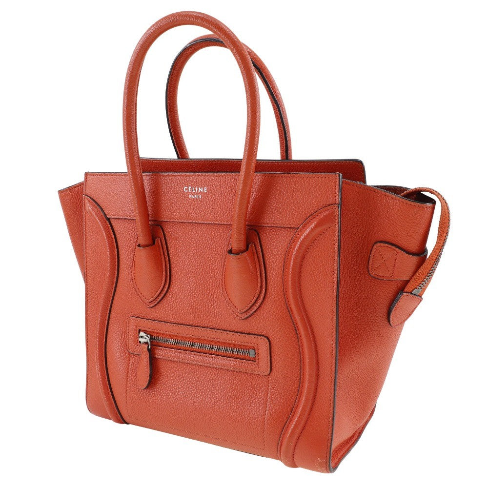 Celine Luggage Bag Grainy Leather Red Calfskin Handbag (Authentic  )