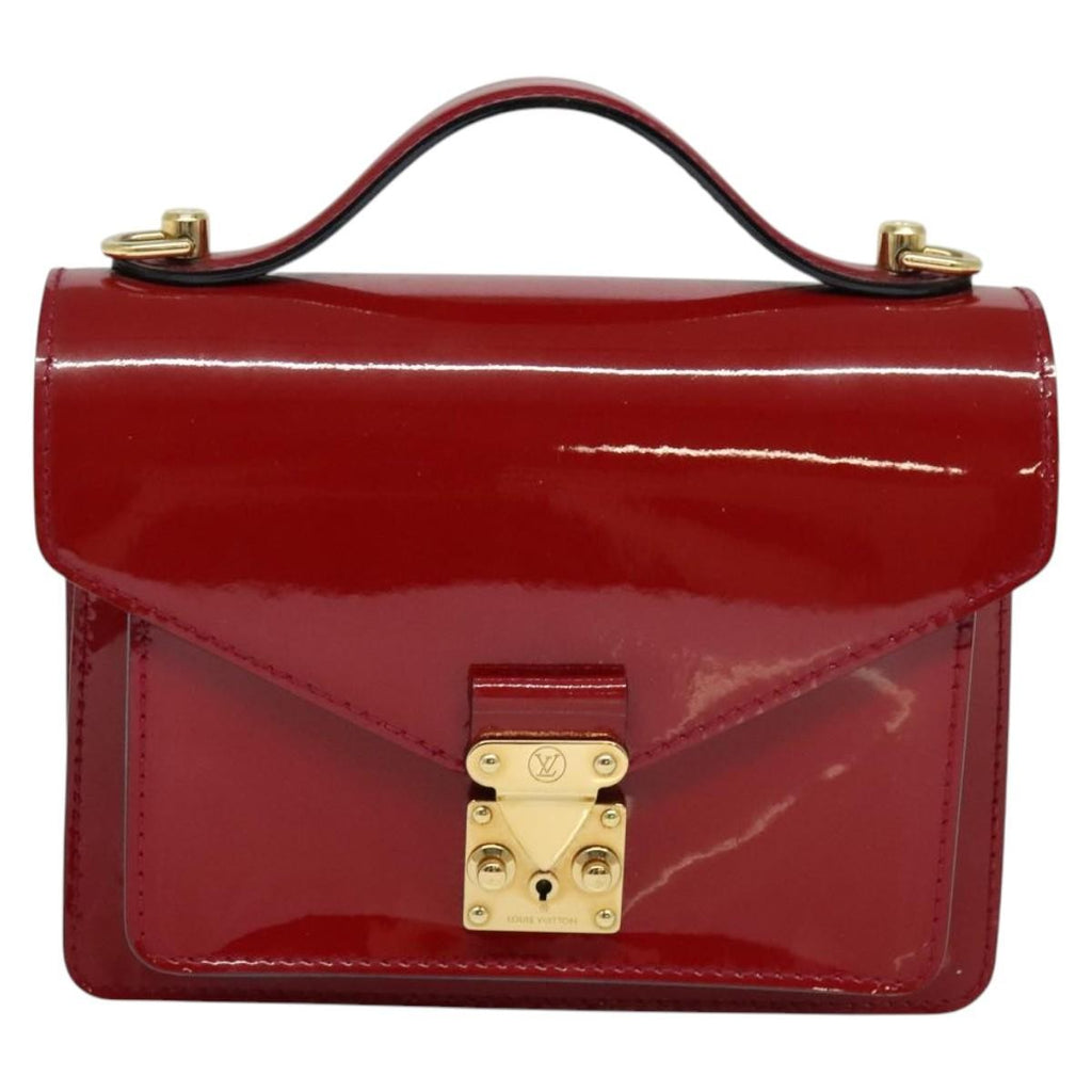 Louis Vuitton Monceau Handbag Vernis Red Patent_Leather Handbag (Authentic  )