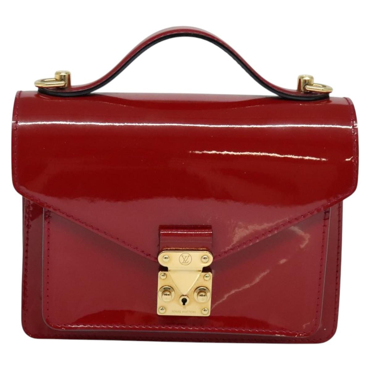 Louis Vuitton Monceau Handbag Vernis Red Patent_Leather Handbag (Authentic  )