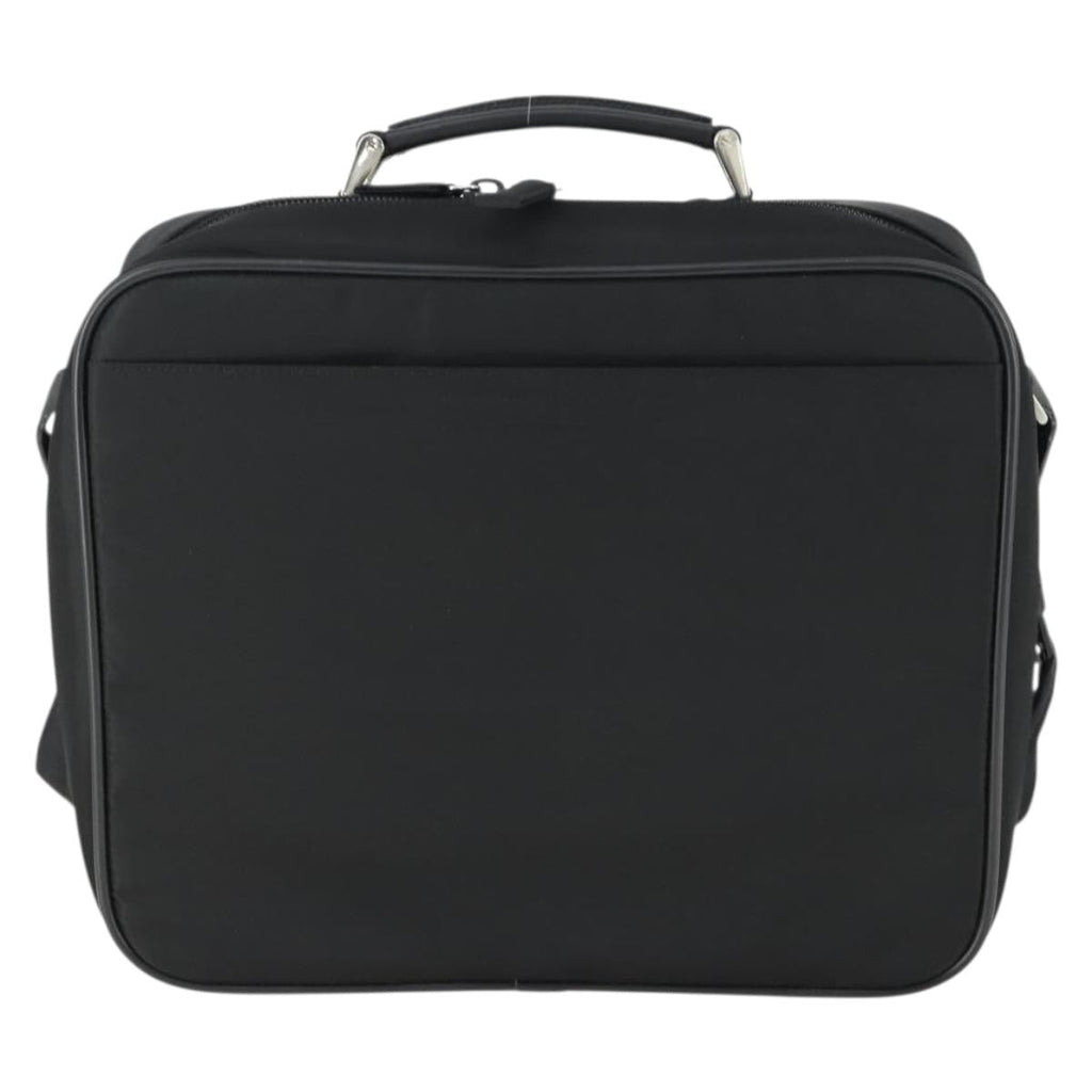 Prada Convertible Front Pocket Briefcase Tessuto With Saffiano Leather Black Nylon Briefcase Bag (Authentic  )