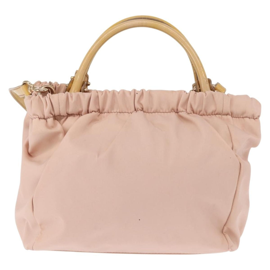 Salvatore Ferragamo Vala Handbag Nylon Pink Nylon Handbag (Authentic  )