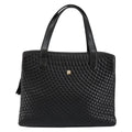 Bally Vintage Handbag Quilted Leather Black Leather Handbag (Authentic  )