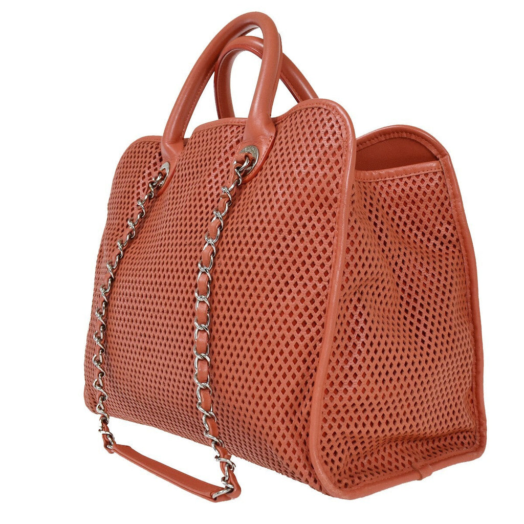 Chanel French Riviera Tote Quilted Caviar Pink Leather Handbag (Authentic  )