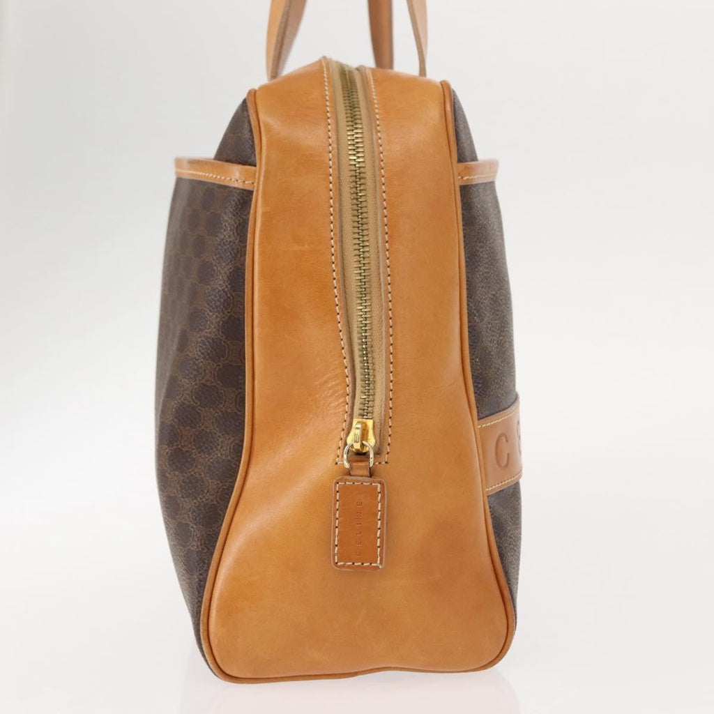 Celine Vintage Macadam Handbag Canvas And Leather Brown Canvas Handbag (Authentic  )