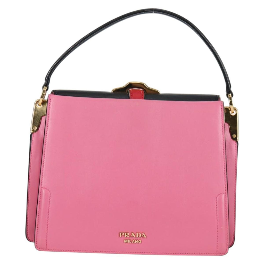 Prada Belle Top Handle Bag City Calf Pink Leather Bag (Authentic  )