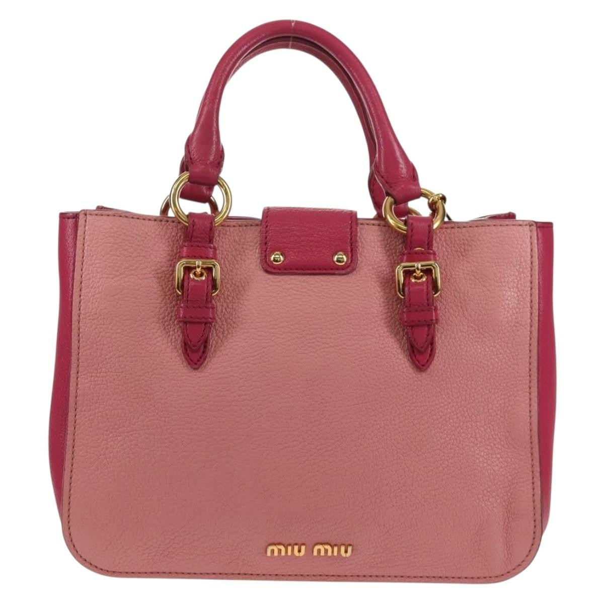 Miu Miu Madras Convertible Lock Tote Leather Pink Leather Handbag (Authentic  )