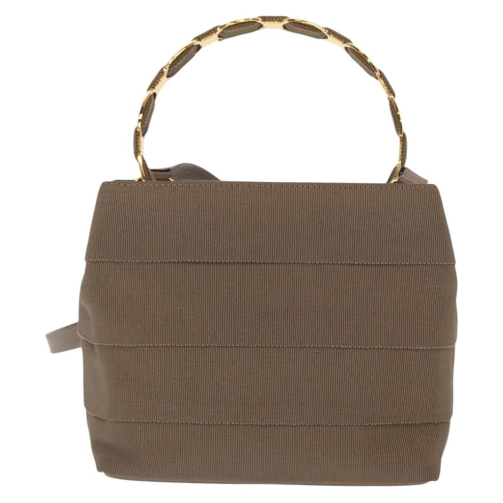 Salvatore Ferragamo Vala Handbag Canvas Beige Canvas Handbag (Authentic  )