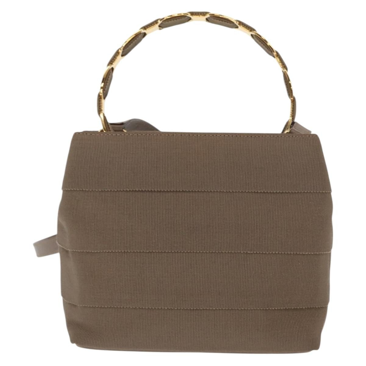 Salvatore Ferragamo Vala Handbag Canvas Beige Canvas Handbag (Authentic  )