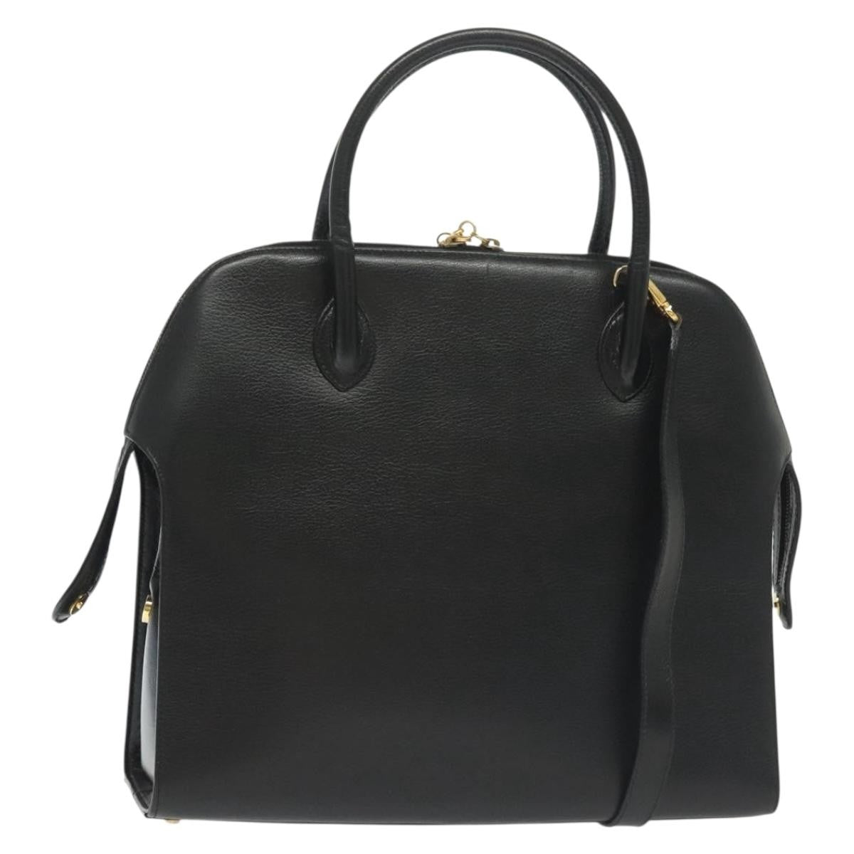 Salvatore Ferragamo Convertible Dome Gancini Leather Black Leather Handbag (Authentic  )