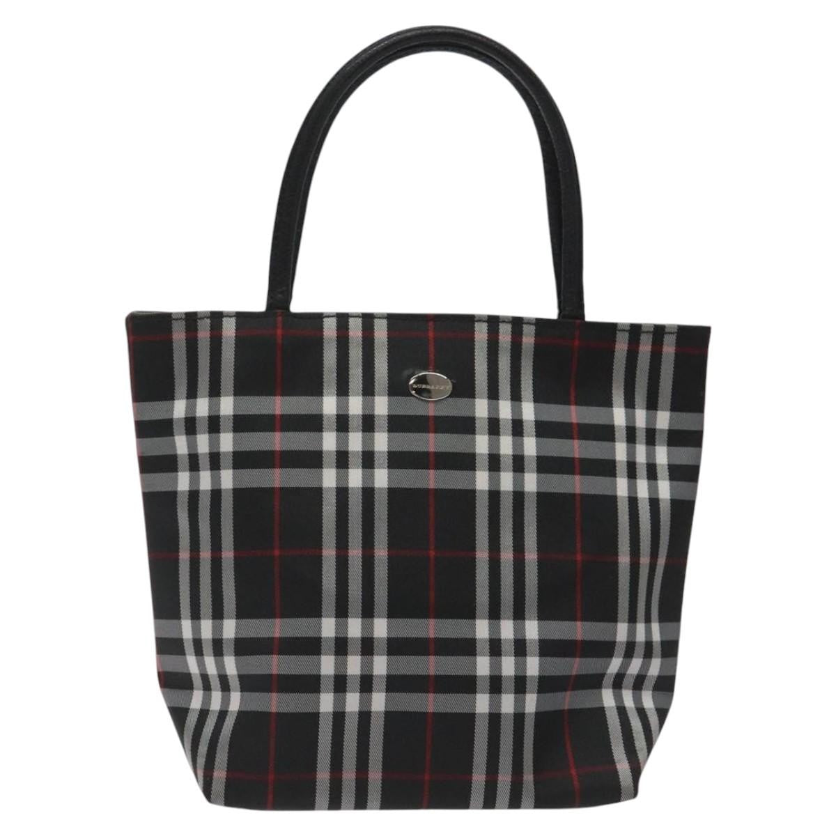 Burberry Nova Check Tote Nylon Black Nylon Handbag (Authentic  )