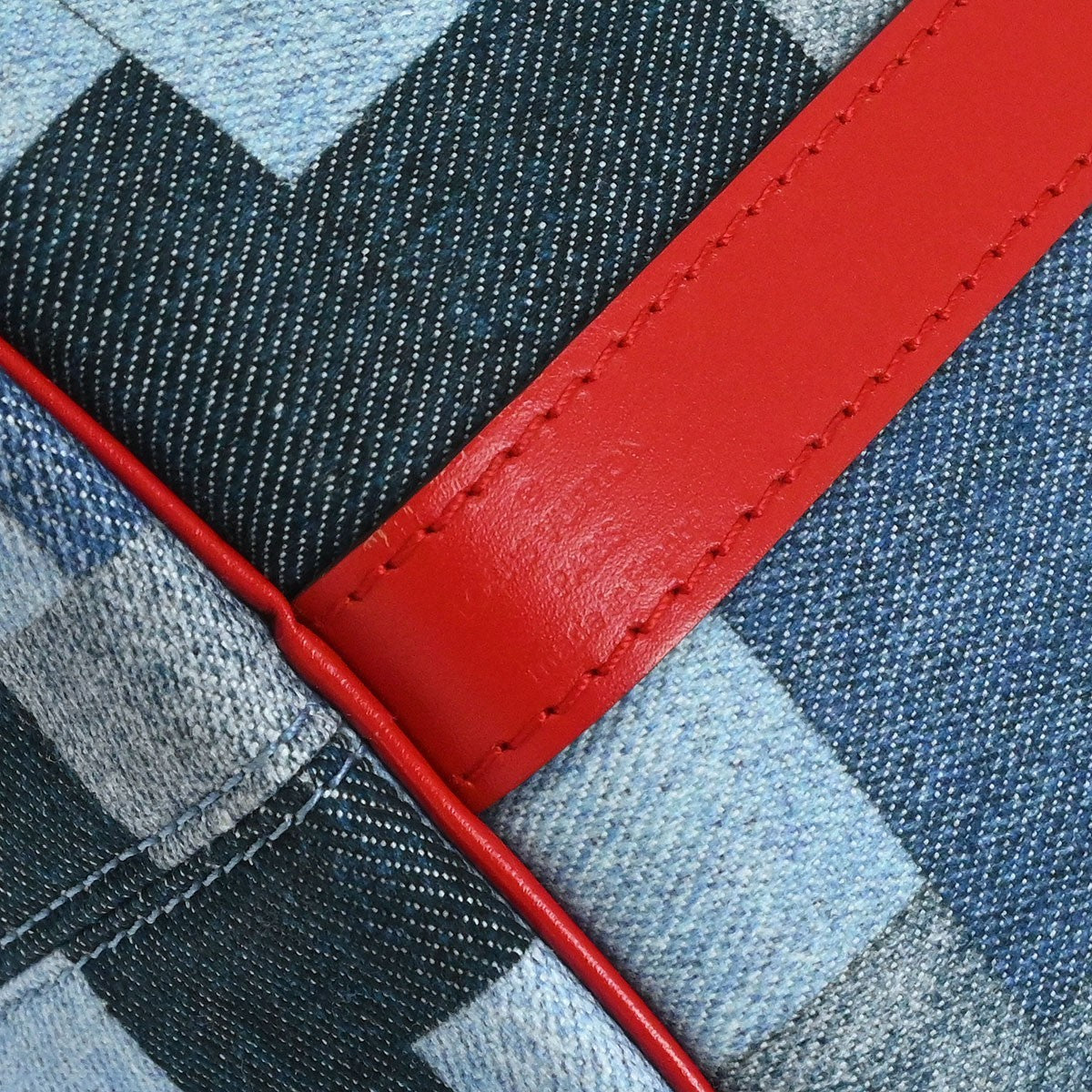 Louis Vuitton Speedy Bandouliere Bag Damier And Monogram Patchwork Denim Blue Denim_Jeans Handbag (Authentic  )