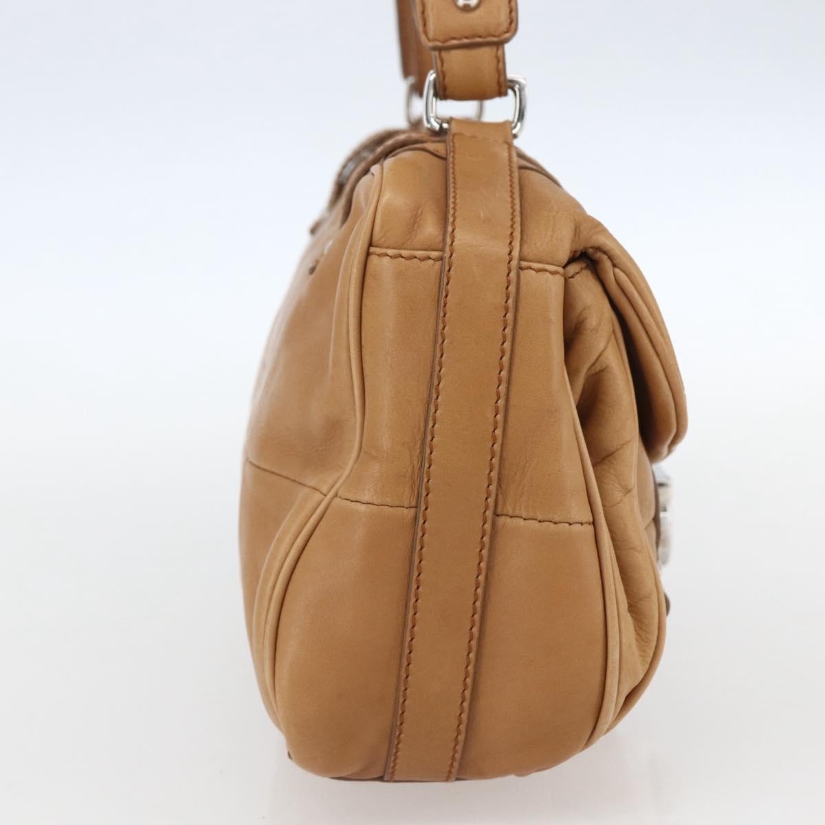Salvatore Ferragamo Gancini Handbag Leather Brown Leather Handbag (Authentic  )