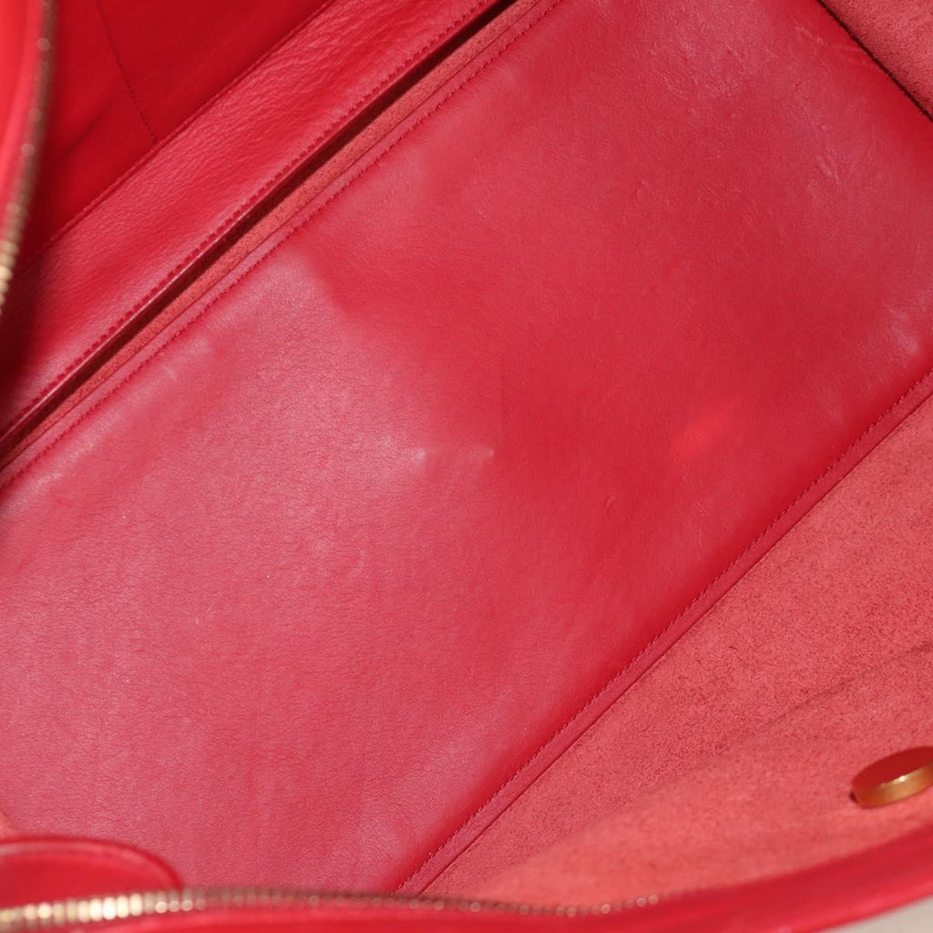 Saint Laurent Classic Y Cabas Leather Red Leather Handbag (Authentic  )
