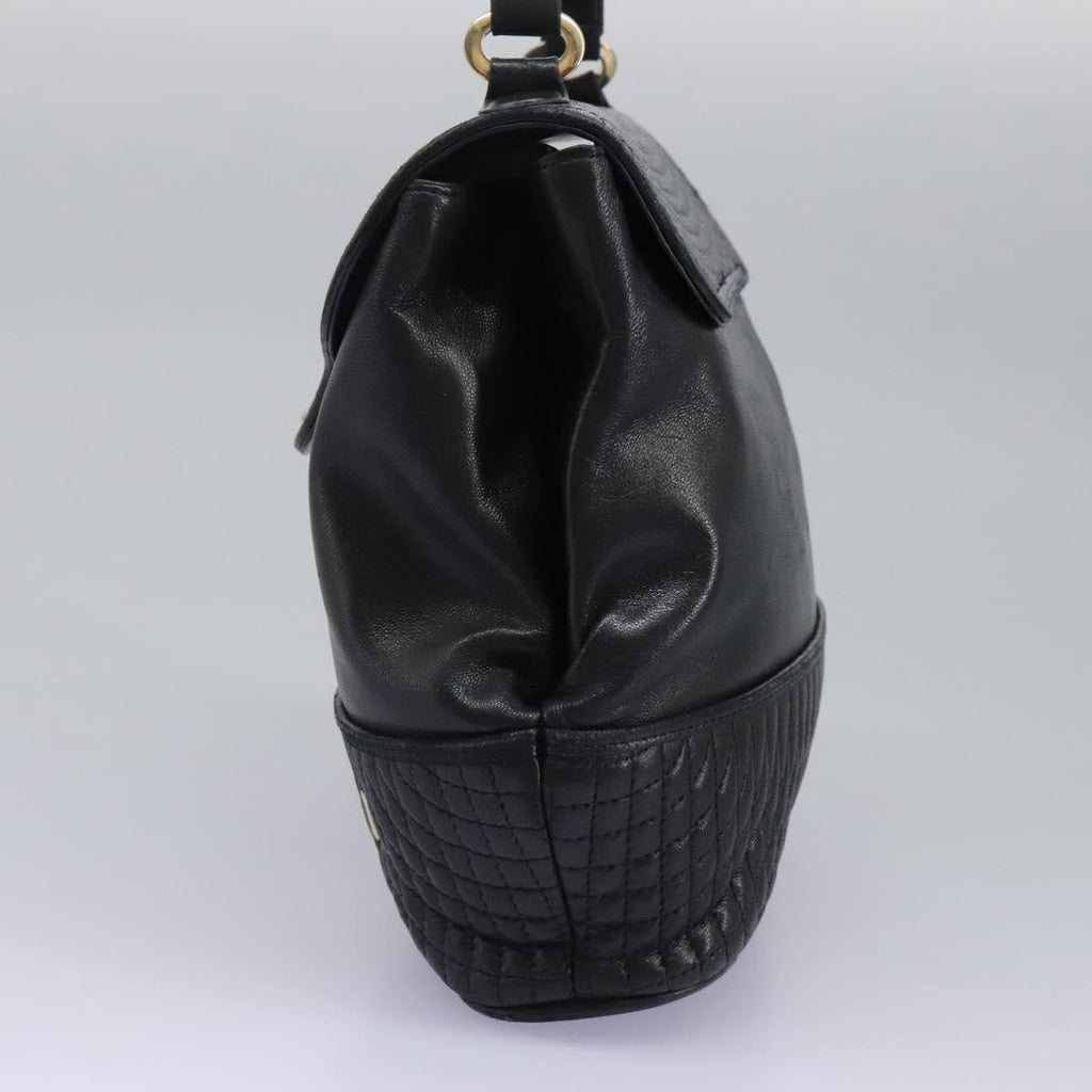 Bally Vintage Handbag Quilted Leather Black Leather Handbag ( )