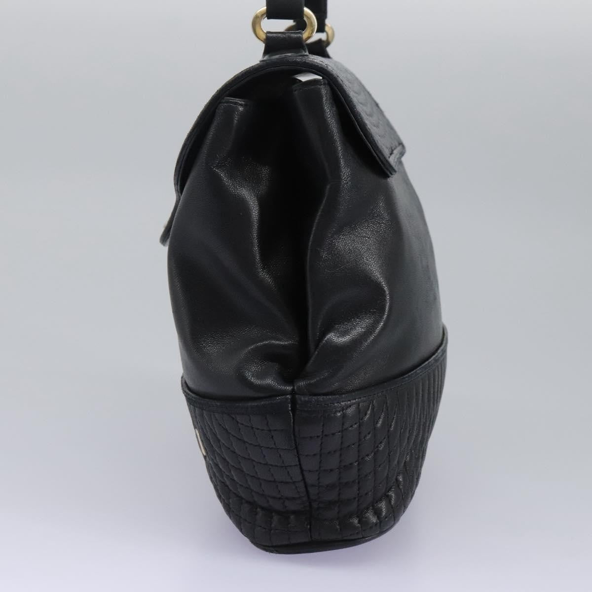 Bally Vintage Handbag Quilted Leather Black Leather Handbag ( )