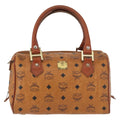 MCM Visetos Logogramme Handbag Canvas And Leather Brown Canvas Handbag (Authentic  )