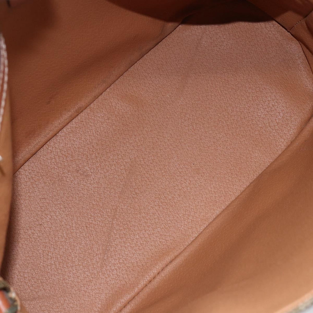 Celine Vintage Macadam Handbag Canvas Brown Canvas Handbag (Authentic  )