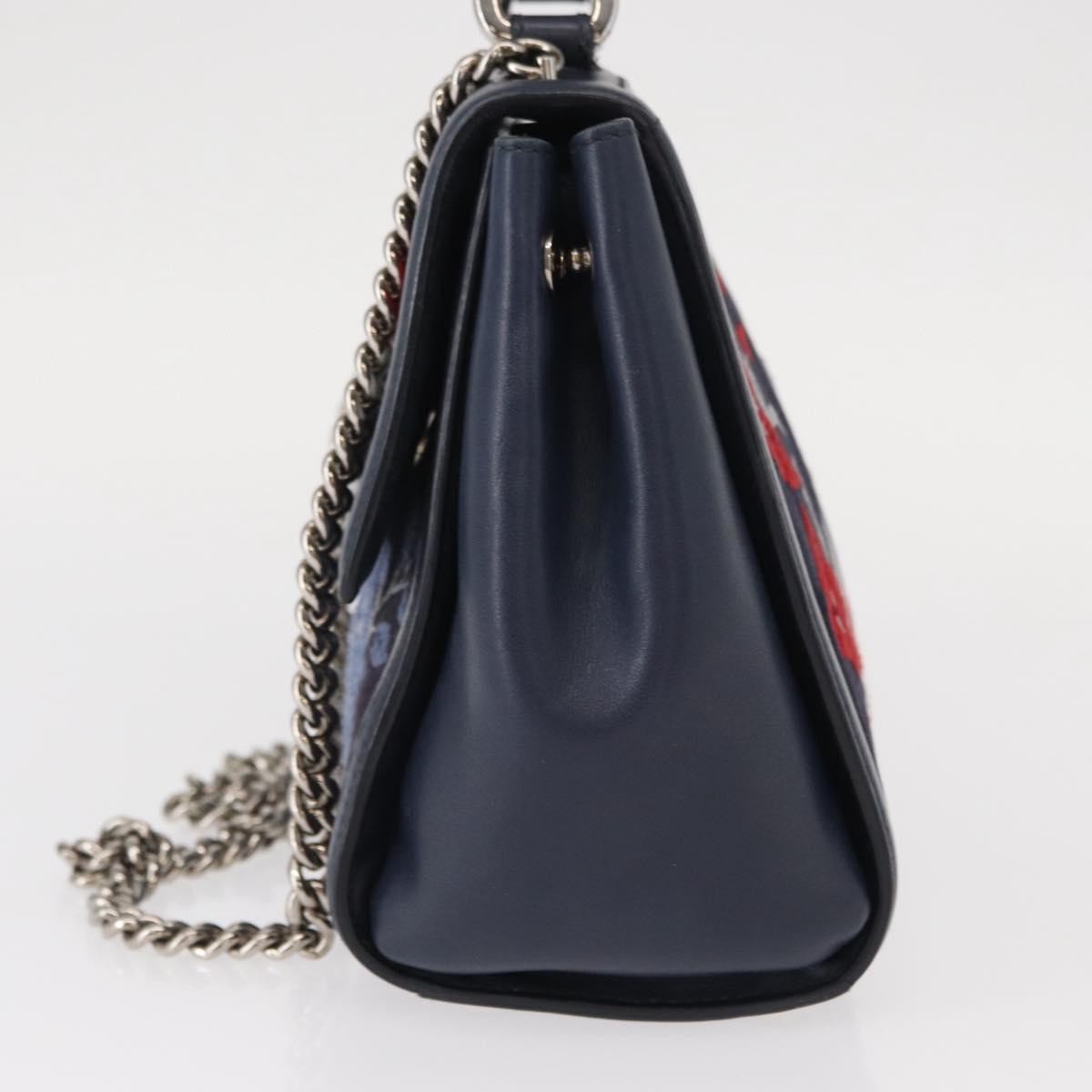 Salvatore Ferragamo Vala Handbag Leather Navy Denim_Jeans Handbag (Authentic  )