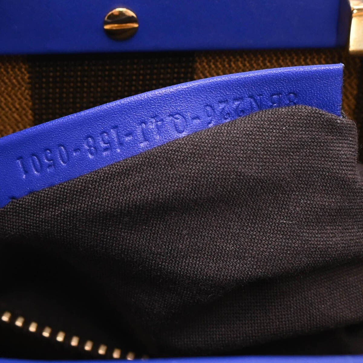 Fendi Peekaboo Bag Soft Leather Blue Leather Handbag (Authentic  )