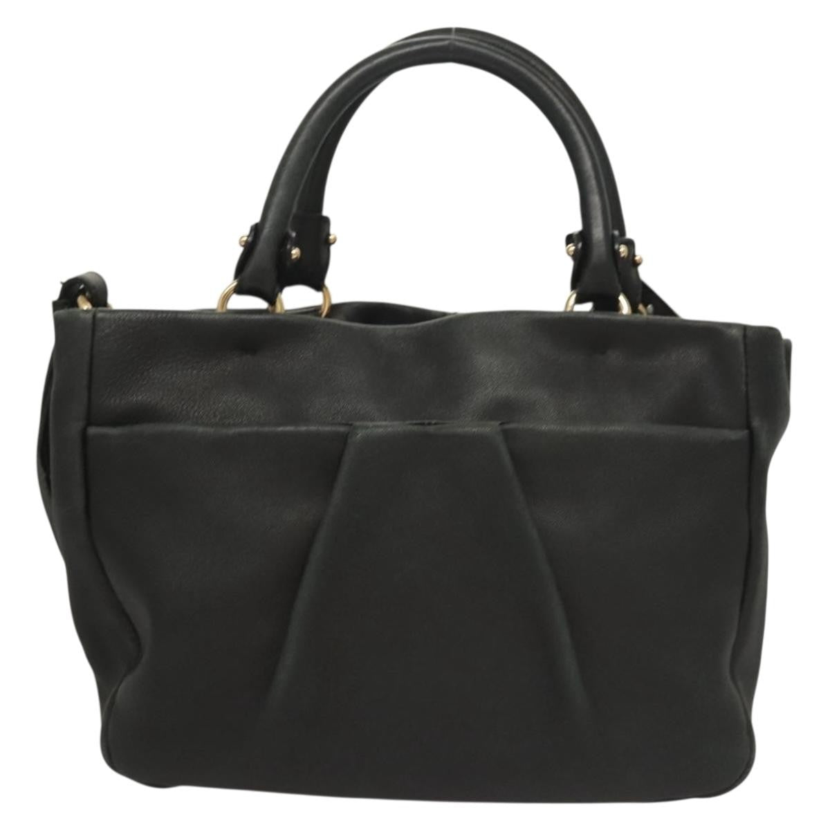Salvatore Ferragamo Vala Handbag Leather Black Leather Handbag (Authentic  )
