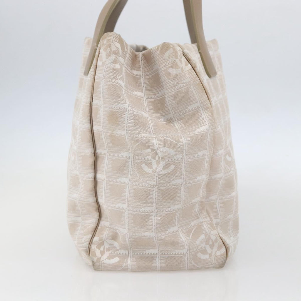 Chanel Travel Line Tote Nylon Beige Nylon Handbag (Authentic  )