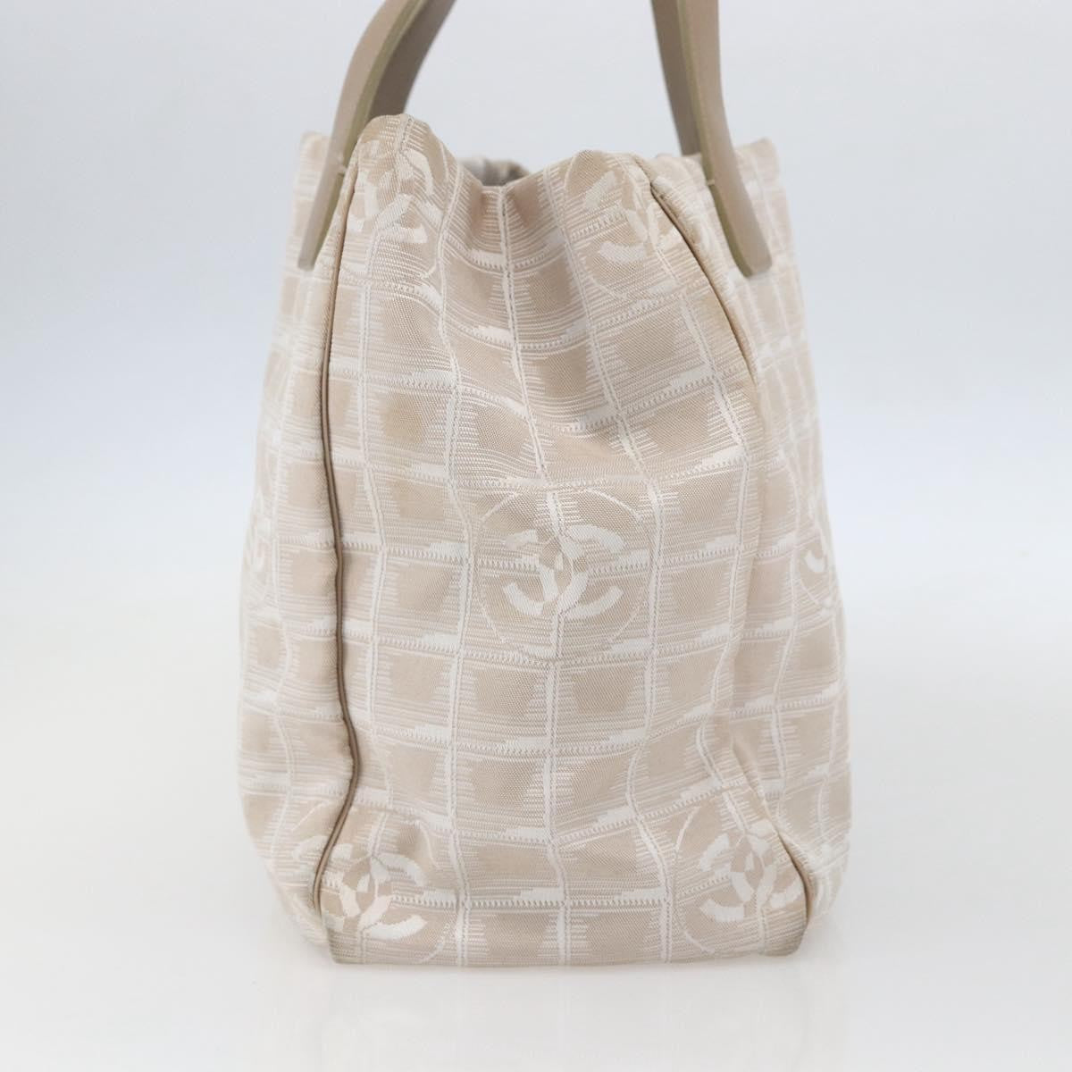 Chanel Travel Line Tote Nylon Beige Nylon Handbag (Authentic  )