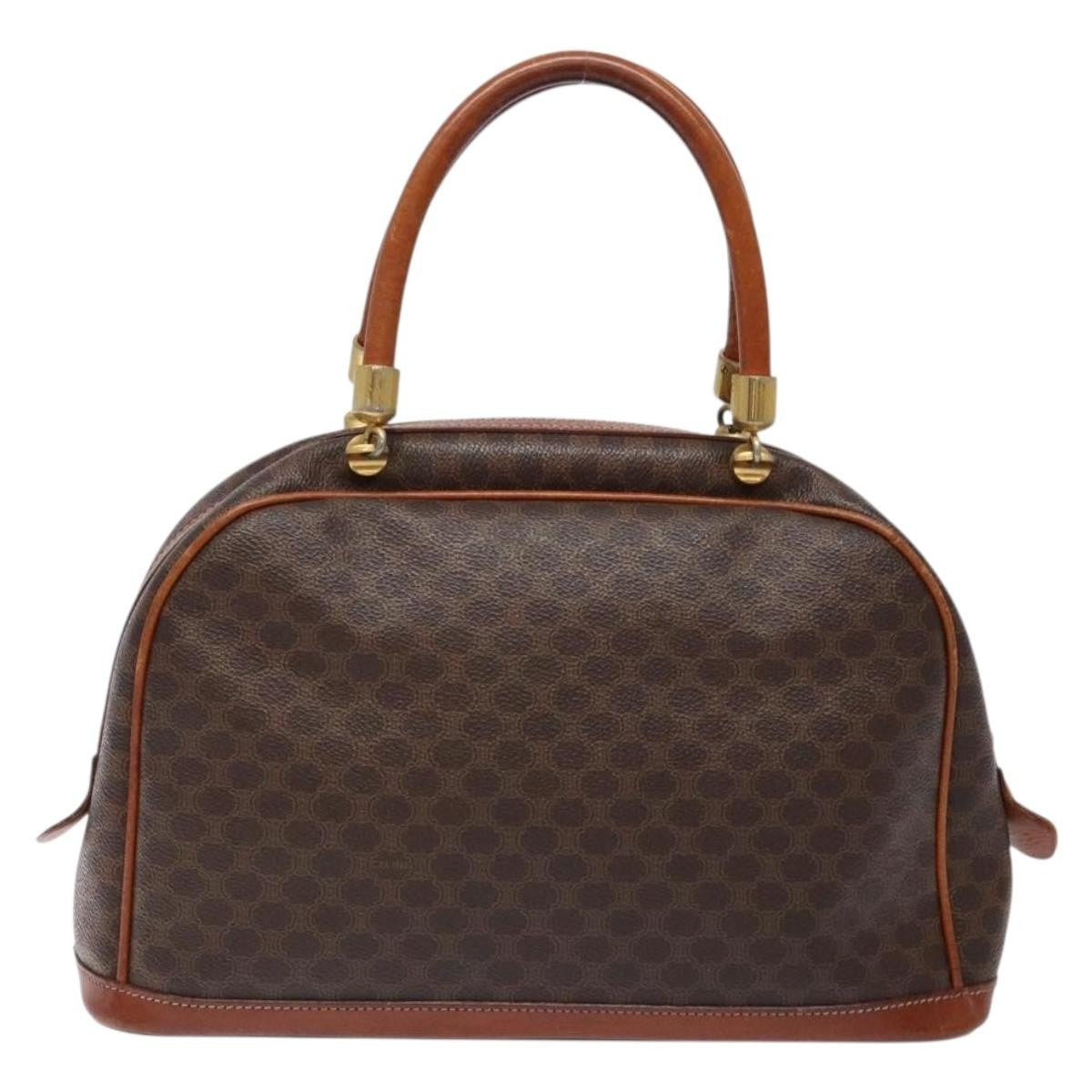 Celine Macadam Handbag Macadam With Leather Brown Canvas Handbag (Authentic  )