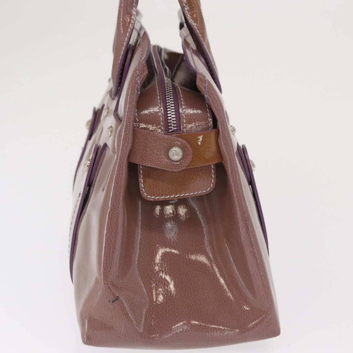 Salvatore Ferragamo Vintage Handbag Patent Leather Purple Patent_Leather Handbag (Authentic  )