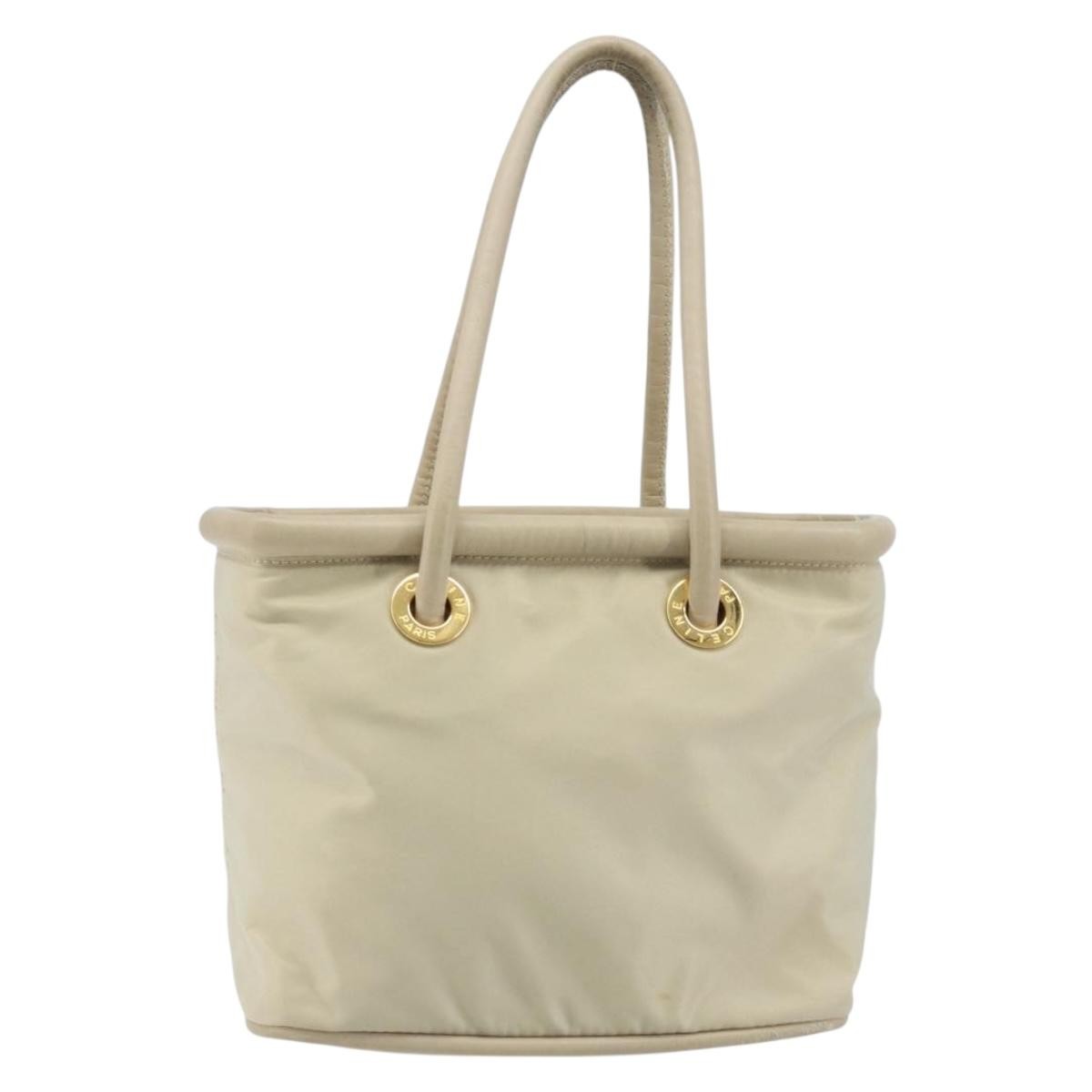 Celine Handbag Nylon Beige Nylon Handbag (Authentic  )
