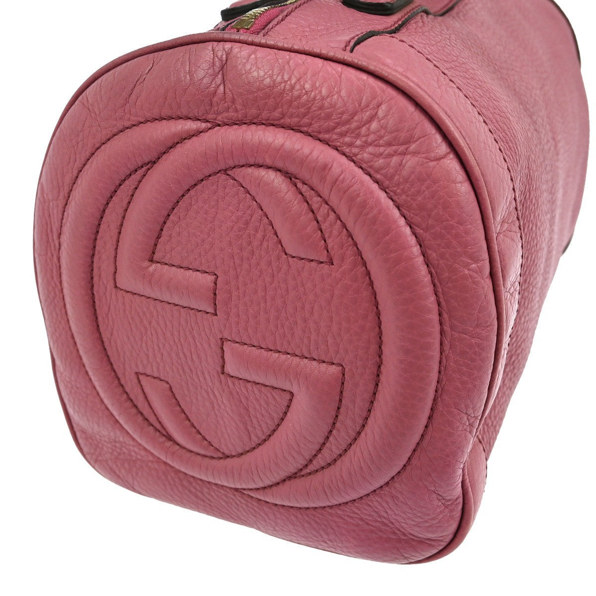 Gucci Soho Boston Bag Leather Pink Leather Handbag ( )