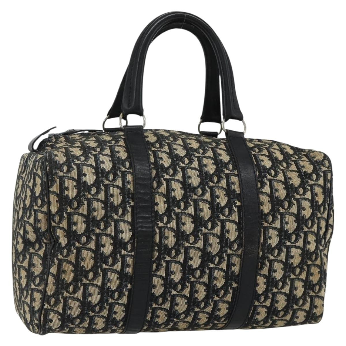 Christian Dior Vintage Trotter Boston Bag Diorissimo Canvas Navy Canvas Handbag ( )