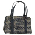Fendi Vintage Satchel Zucchino Canvas Navy Canvas Handbag (Authentic  )