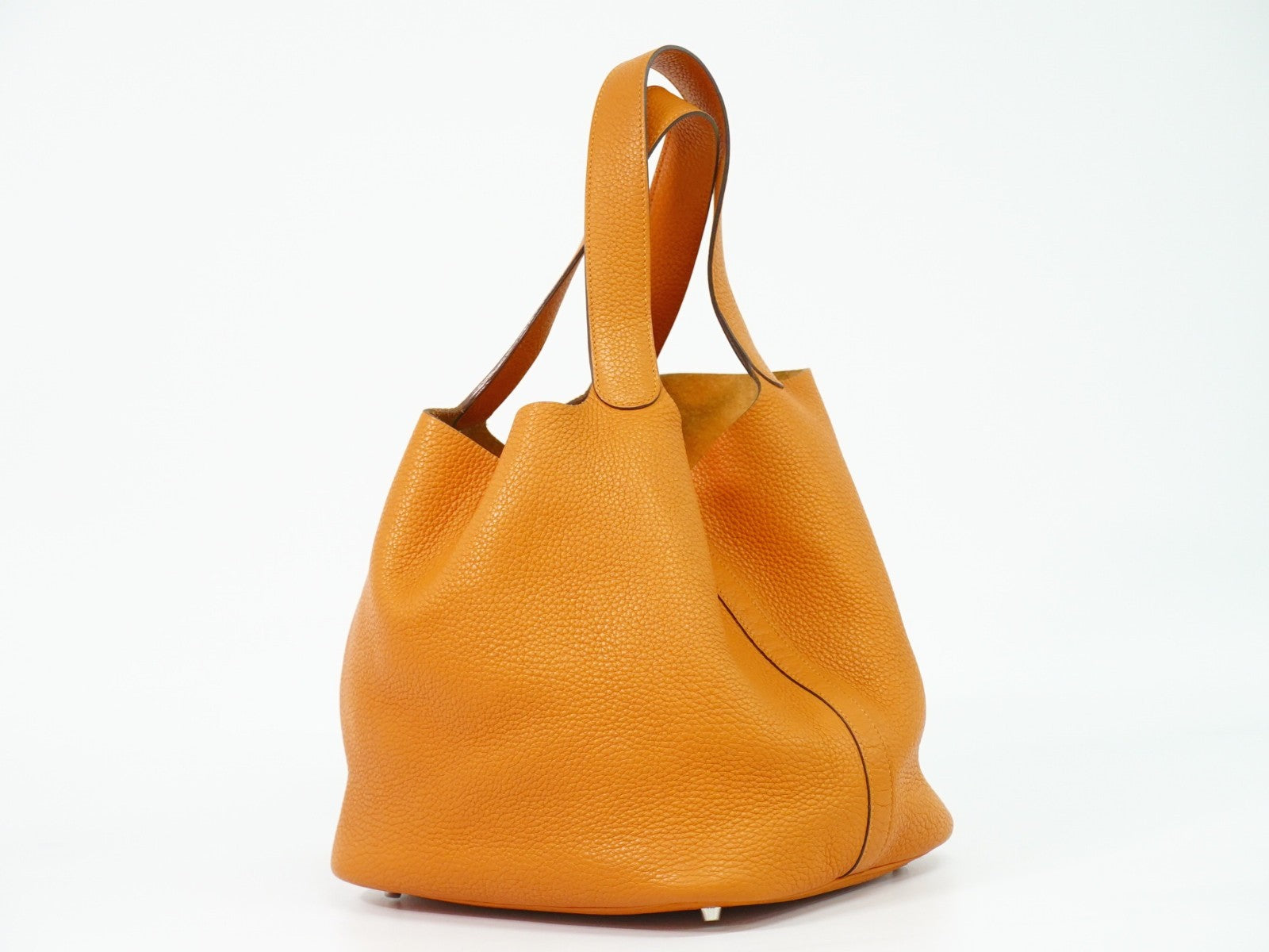 Hermes Picotin Lock Bag Togo Orange Leather Handbag (Authentic  )