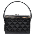 Chanel Vintage Metal Box Bag Quilted Patent Black Patent_Leather Handbag ( )