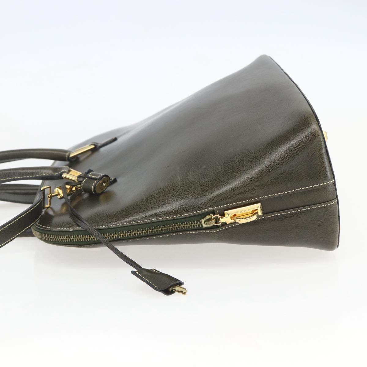 Salvatore Ferragamo Vintage Handbag Leather Khaki Leather Handbag (Authentic  )