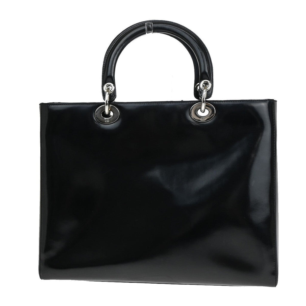 Christian Dior Vintage Lady Dior Patent Patent Leather Black Patent_Leather Tote Bag Bag (Authentic  )
