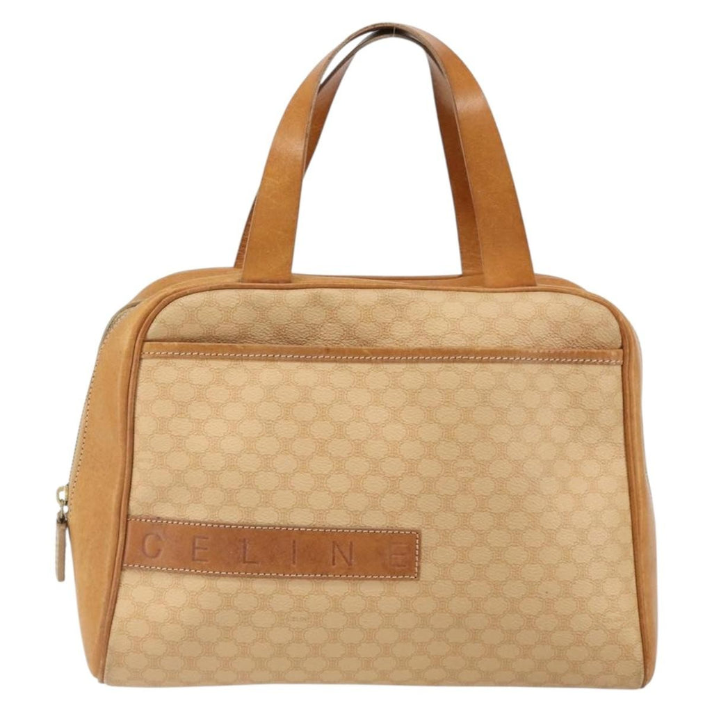 Celine Vintage Macadam Handbag Canvas And Leather Beige Canvas Handbag (Authentic  )