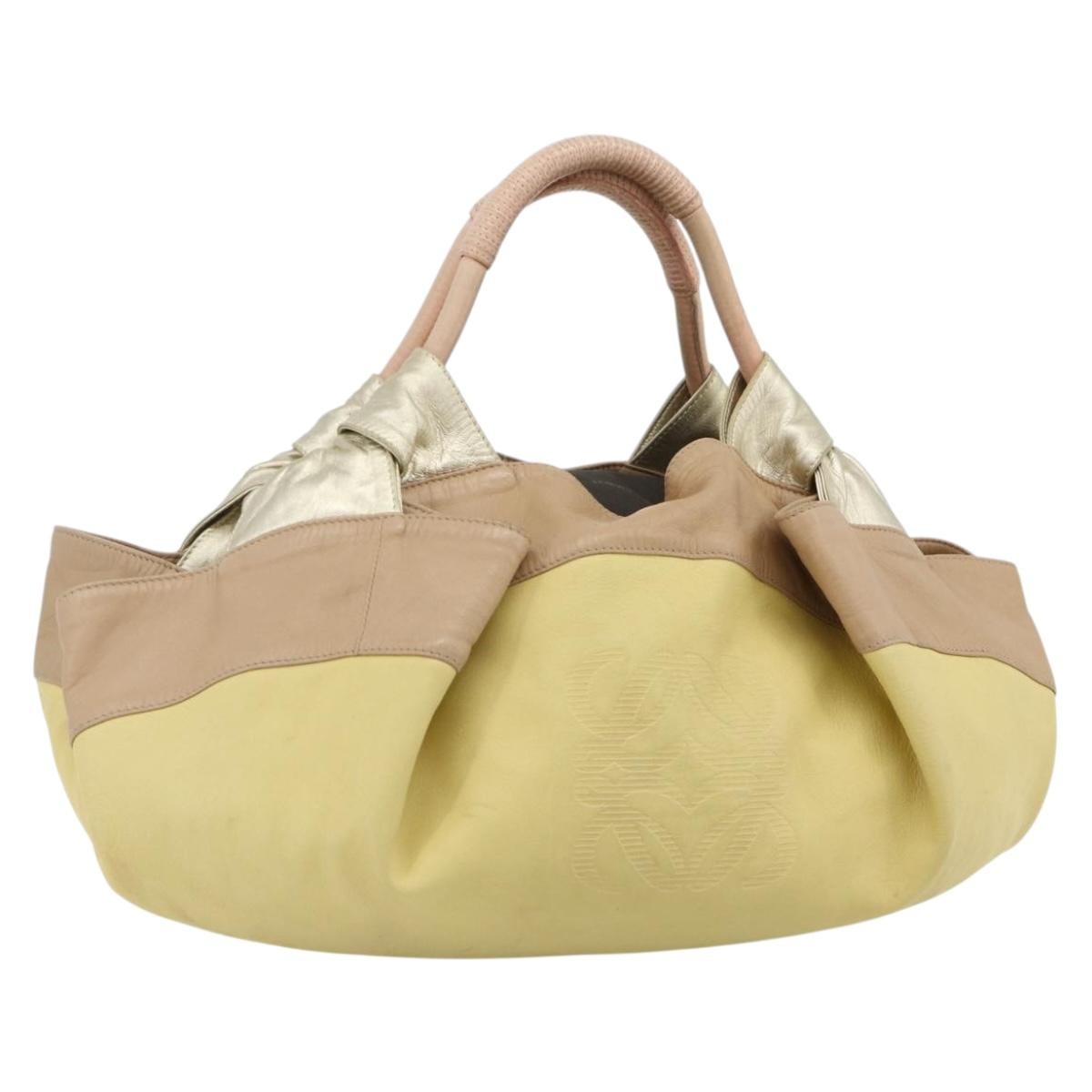 Loewe Anagram Logo Nappa Aire Hand Bag Leather Yellow Leather Handbag ( )