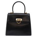 Salvatore Ferragamo Gancini Convertible Top Handle Bag Leather Black Leather Handbag (Authentic  )