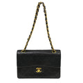 Chanel Flap Shoulder Bag Leather Black Leather Handbag ( )