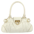 Salvatore Ferragamo Gancini Handbag Leather White Leather Handbag (Authentic  )