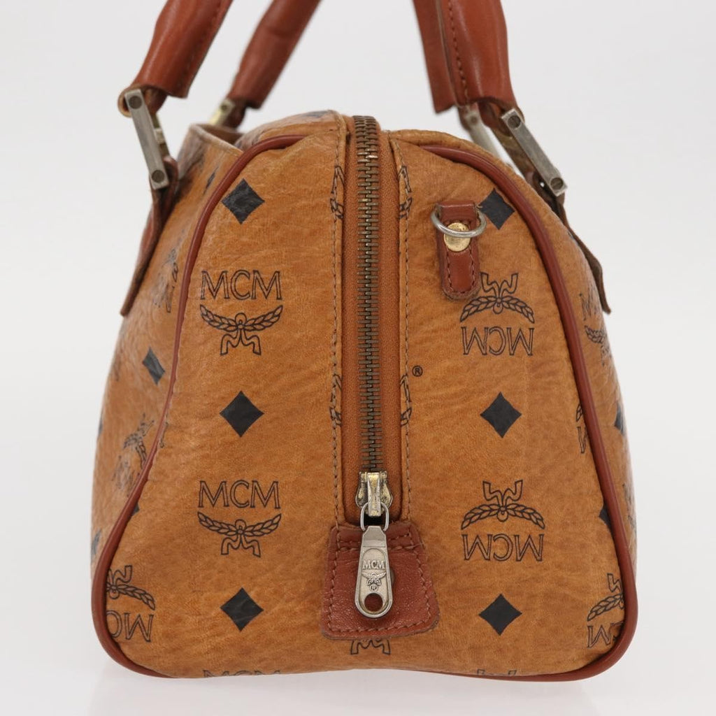 MCM Visetos Logogramme Handbag Canvas And Leather Brown Canvas Handbag (Authentic  )