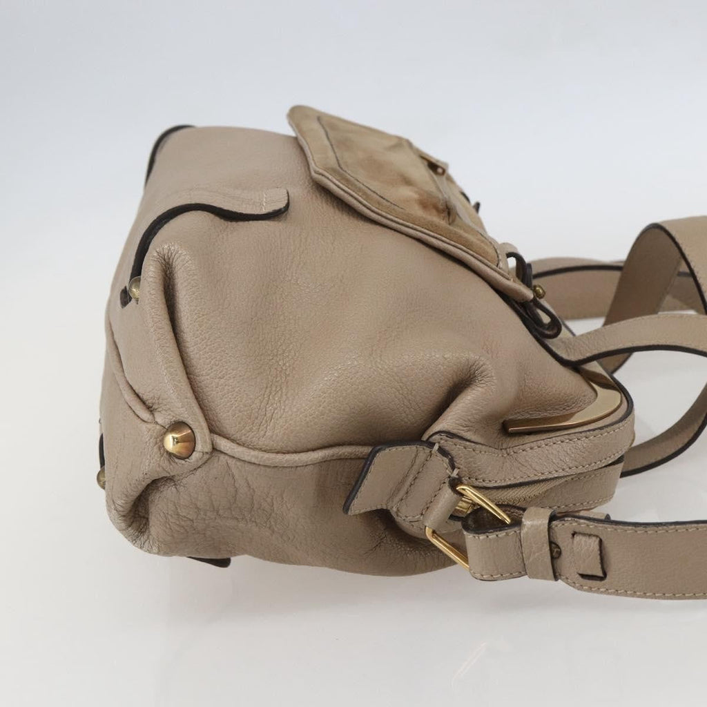 Chloe Abby Convertible Frame Satchel Leather With Suede Beige Leather Handbag (Authentic  )