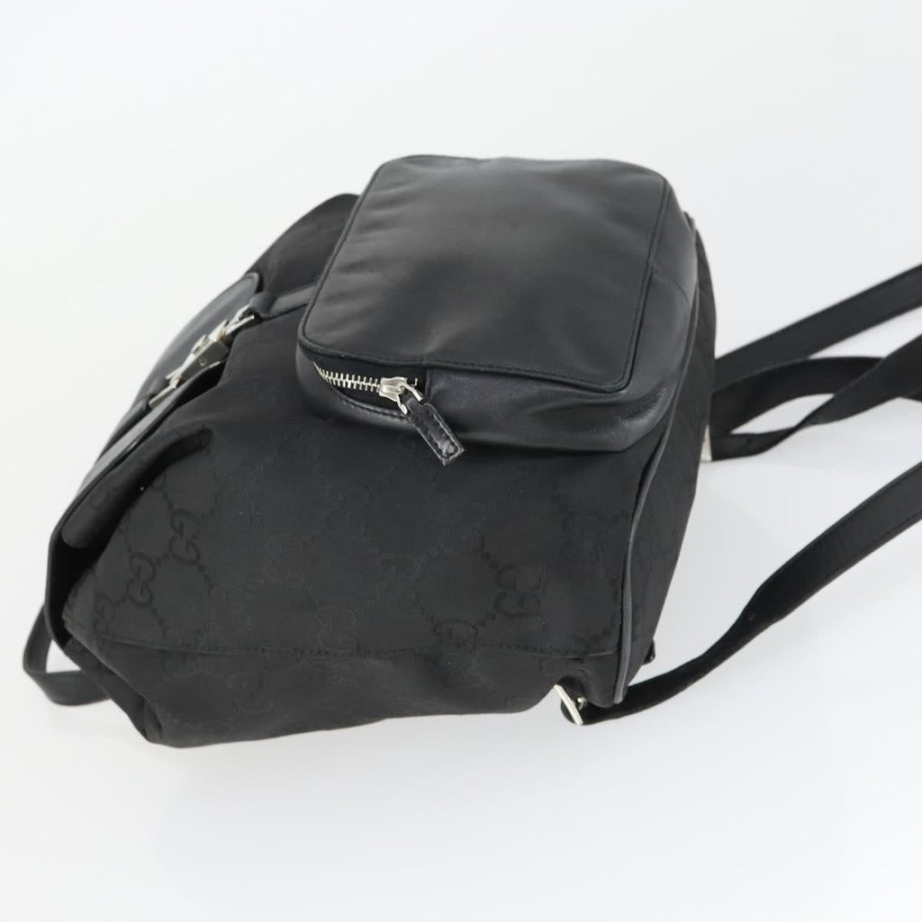 Gucci Vintage Jackie Backpack Gg Canvas Black Canvas Backpack Bag (Authentic  )