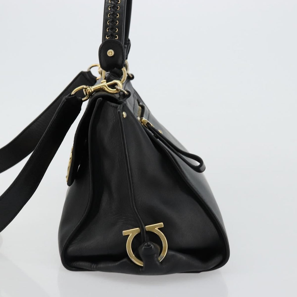 Salvatore Ferragamo Sofia Satchel Leather Black Leather Handbag ( )