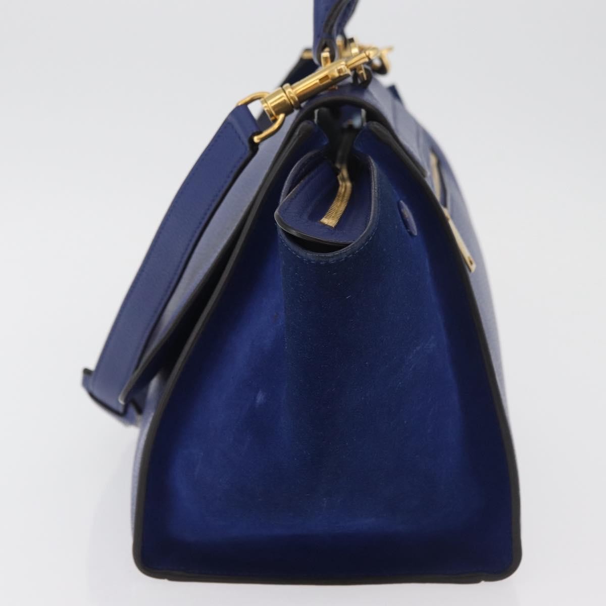 Celine Trapeze Bag Leather Blue Leather Handbag ( )