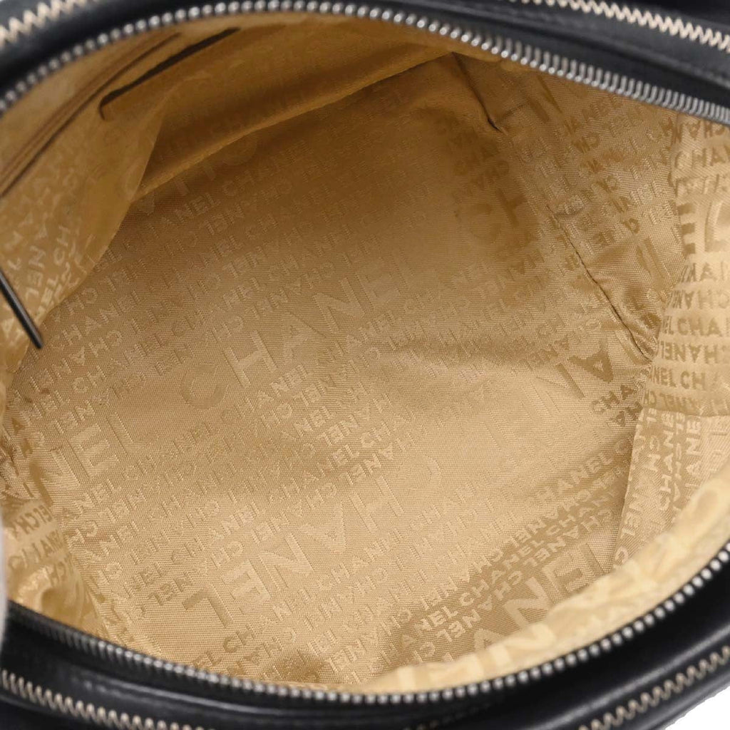 Chanel Cc Bowler Leather Black Leather Handbag (Authentic  )