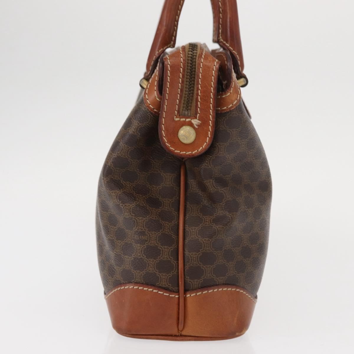 Celine Vintage Macadam Handbag Canvas And Leather Brown Canvas Handbag (Authentic  )